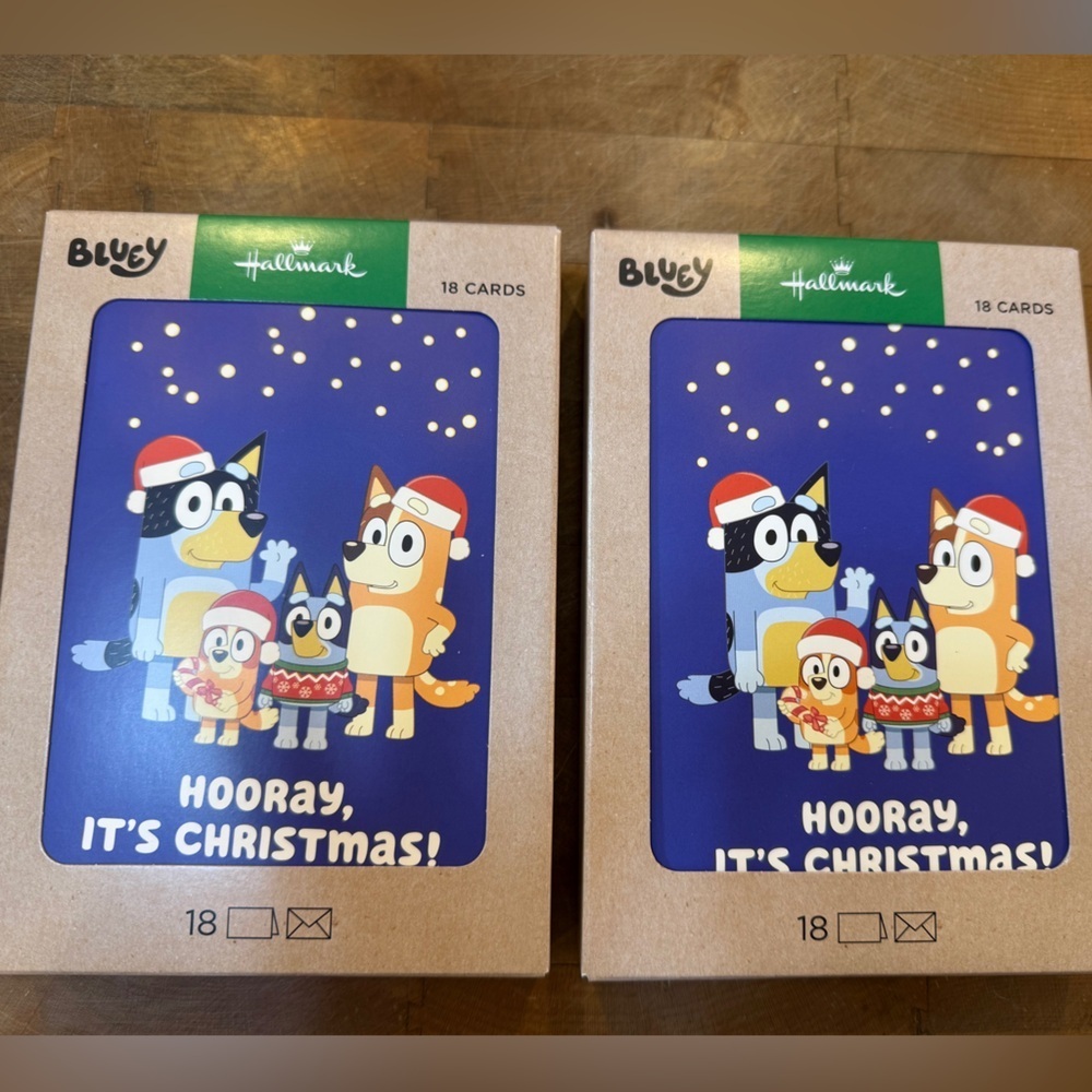 Hallmark Bluey Holiday Card Boxes Bluey Santa 54 Cards Hooray it’s Christmas - Picture 2 of 16